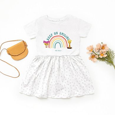 The Juniper Shop Mini Smiley Keep On Smiling Rainbow Toddler Dress