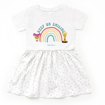 The Juniper Shop Mini Smiley Keep On Smiling Rainbow Toddler Dress