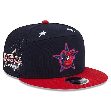 Men's New Era Navy/Red Baltimore Orioles 2025 MLB All-Star Game Workout Side Patch 9FIFTY Snapback Hat