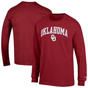 Men's Champion Crimson Oklahoma Sooners Arch Over Logo 2-Hit Long Sleeve T-Shirt