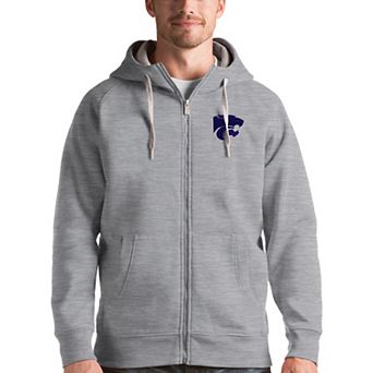 Men's Antigua Gray Kansas State Wildcats Victory Full-Zip Hoodie