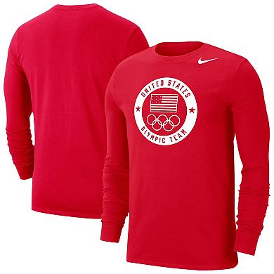 Men's Nike Red Team USA Dri-FIT Long Sleeve T-Shirt