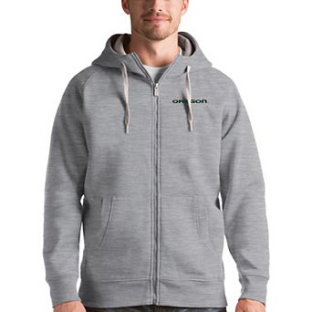 Men's Antigua Gray Oregon Ducks Victory Full-Zip Hoodie