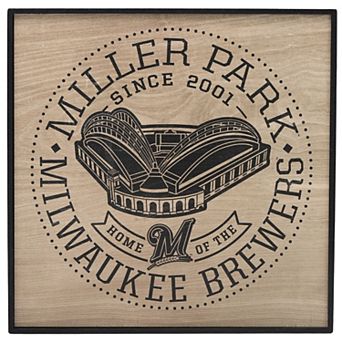 Milwaukee Brewers 12'' x 12'' Team Framed Wood Stadium Sign