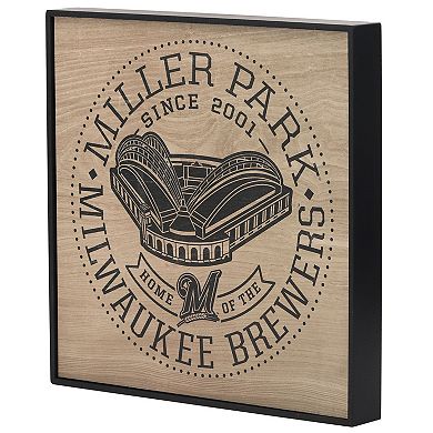 Milwaukee Brewers 12'' x 12'' Team Framed Wood Stadium Sign