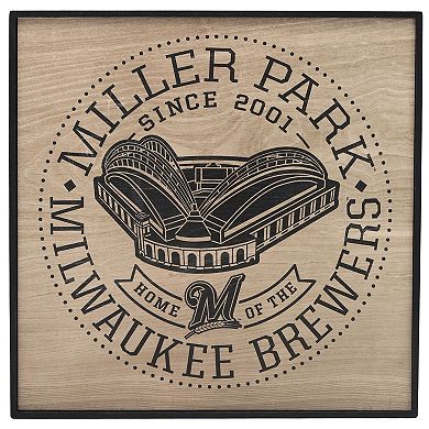 Milwaukee Brewers 12'' x 12'' Team Framed Wood Stadium Sign