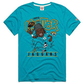 Men's Homage Travis Hunter Teal Jacksonville Jaguars 2025 NFL Draft Caricature Player Graphic Tri-Blend T-Shirt