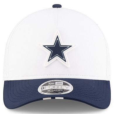 Youth New Era White/Navy Dallas Cowboys 2025 NFL Training Camp A-Frame 9FORTY Adjustable Hat