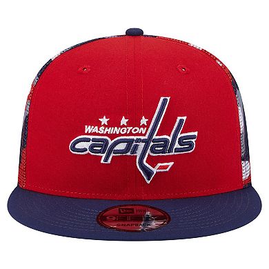 Men's New Era Red/Navy Washington Capitals Camo Meshback 9FIFTY Snapback Hat