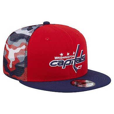 Men's New Era Red/Navy Washington Capitals Camo Meshback 9FIFTY Snapback Hat