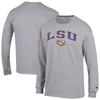 Men's Champion Charcoal LSU Tigers Arch Over Logo 2-Hit Long Sleeve T-Shirt