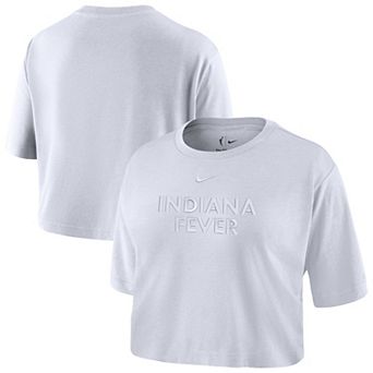 Women's Nike White Indiana Fever Basketball Tonal Wordmark Cropped T-Shirt