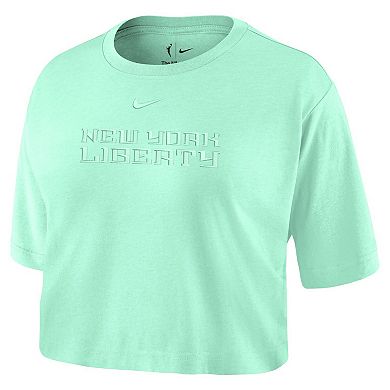 Women's Nike Mint New York Liberty Basketball Tonal Wordmark Cropped T-Shirt