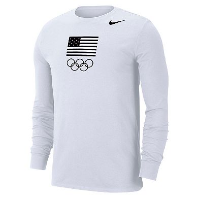 Men's Nike White Team USA Performance Long Sleeve T-Shirt