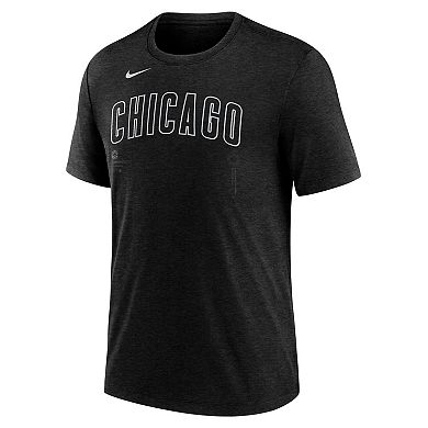 Men's Nike Heather Black Chicago Cubs Fashion Wordmark Tri-Blend T-Shirt