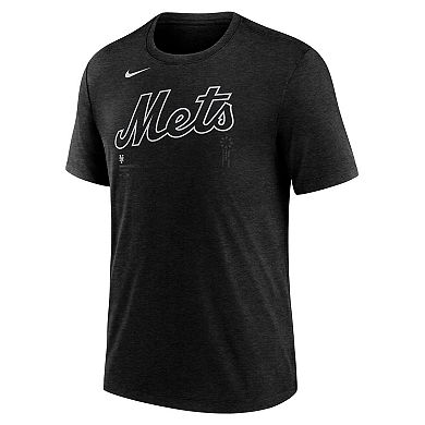 Men's Nike Heather Black New York Mets Lights Out Tri-Blend T-Shirt