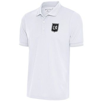 Men's Antigua White LAFC Brushed Metallic Logo Solid Pique Polo