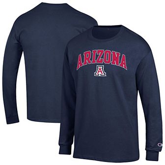 Men's Champion Navy Arizona Wildcats Arch Over Logo 2-Hit Long Sleeve T-Shirt