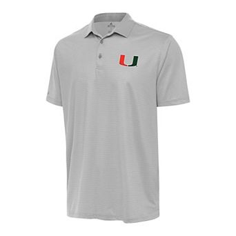 Men's Antigua Gray/White Miami Hurricanes Rings Polo