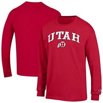 Men's Champion Red Utah Utes Arch Over Logo 2-Hit Long Sleeve T-Shirt