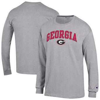Men's Champion Heather Gray Georgia Bulldogs Arch Over Logo 2-Hit Long Sleeve T-Shirt