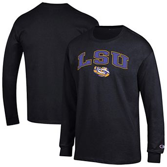Men's Champion Black LSU Tigers Arch Over Logo 2-Hit Long Sleeve T-Shirt