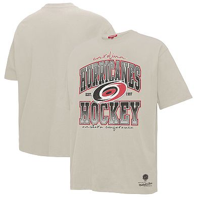 Women's Mitchell & Ness Cream Carolina Hurricanes Dump & Chase Boyfriend T-Shirt