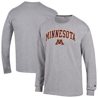 Men's Champion Heather Gray Minnesota Golden Gophers Arch Over Logo 2-Hit Long Sleeve T-Shirt
