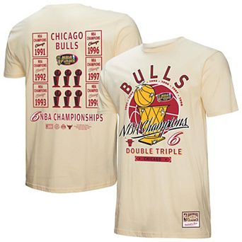 Men's Mitchell & Ness Cream Chicago Bulls Hardwood Classics Champions Vintage T-Shirt