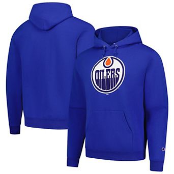 Men's Champion Royal Edmonton Oilers Primary Logo 1-Hit Pullover Hoodie