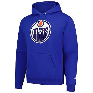 Men's Champion Royal Edmonton Oilers Primary Logo 1-Hit Pullover Hoodie