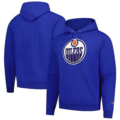 Men's Champion Royal Edmonton Oilers Primary Logo 1-Hit Pullover Hoodie