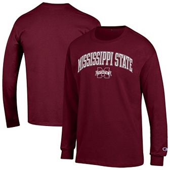 Men's Champion Maroon Mississippi State Bulldogs Arch Over Logo 2-Hit Long Sleeve T-Shirt