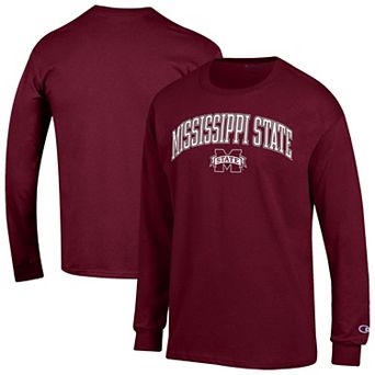 Men's Champion Maroon Mississippi State Bulldogs Arch Over Logo 2-Hit Long Sleeve T-Shirt