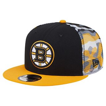 Men's New Era Black/Gold Boston Bruins Camo Meshback 9FIFTY Snapback Hat