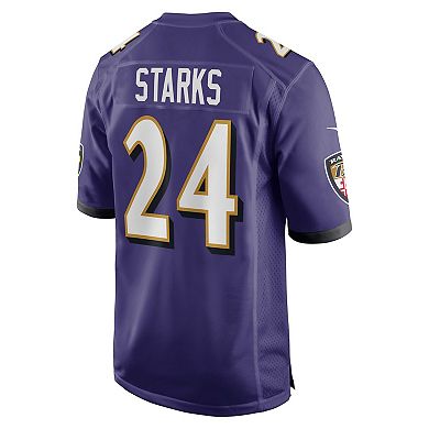 Men's Nike Malaki Starks Purple Baltimore Ravens 2025 NFL Draft First Round Pick Game Jersey