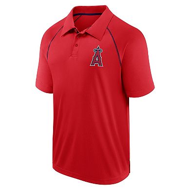 Men's Fanatics Red Los Angeles Angels Strong Alone Raglan Polo
