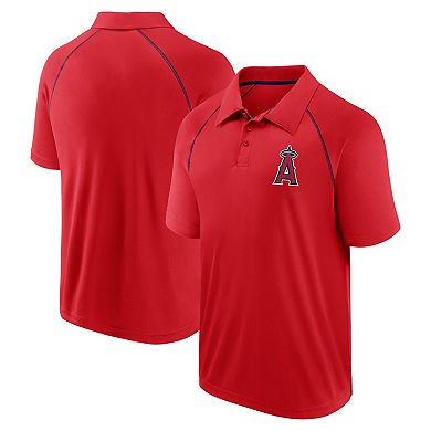 Men's Fanatics Red Los Angeles Angels Strong Alone Raglan Polo