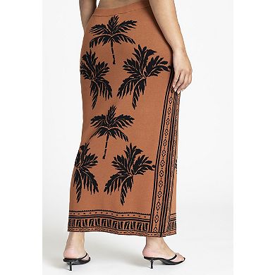 ELOQUII Women's Plus Size Intarsia Column Skirt