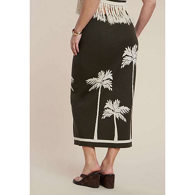 ELOQUII Women's Plus Size Intarsia Column Skirt