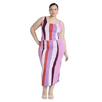 ELOQUII Women's Plus Size Intarsia Column Skirt