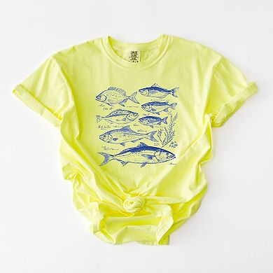 Vintage Fish - Women's Garment Dyed Graphic T-Shirt