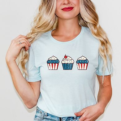 Patriotic Cupcakes - Women's Short Sleeve Graphic T-Shirt