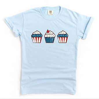 Patriotic Cupcakes - Women's Garment Dyed Graphic T-Shirt