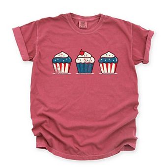 Patriotic Cupcakes - Women's Garment Dyed Graphic T-Shirt