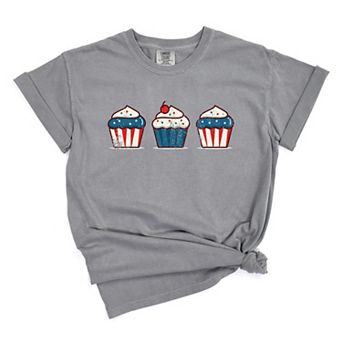 Patriotic Cupcakes - Women's Garment Dyed Graphic T-Shirt