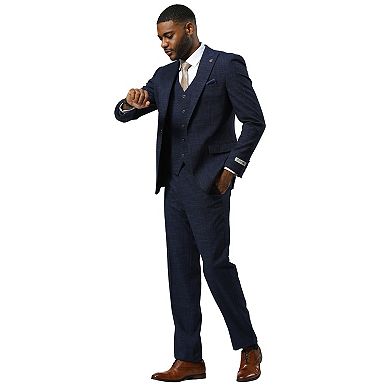 Stacy Adams 3pc Textured Suit Set w/ Peak Lapel