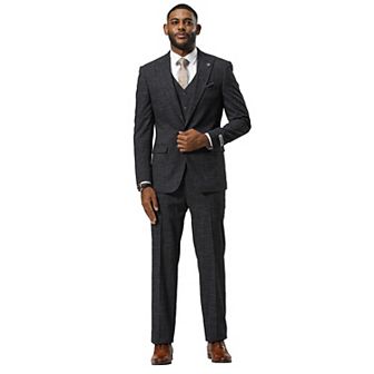 Stacy Adams 3 pc Textured Suit Set w/ Peak Lapel