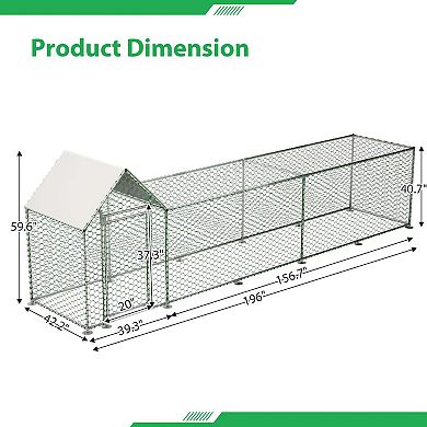 Mondawe 16x3FT Metal Pet Coop Run with Cover