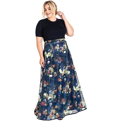 Plus Size Modern Women's Floral A-Line Maxi Skirt